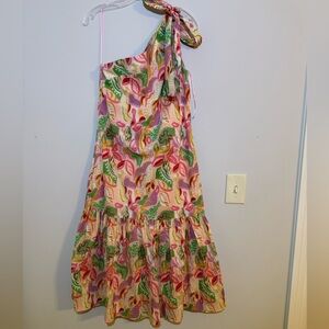 Pink and Orange One Shoulder Sundress Resort Wear